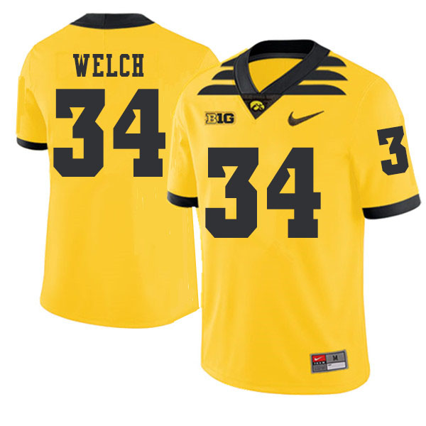 2019 Men #34 Kristian Welch Iowa Hawkeyes College Football Alternate Jerseys Sale-Gold